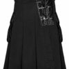 Handmade Stylish Men’s Gothic Fashion Wedding Kilt Black Leather Pockets