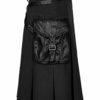 Handmade Stylish Men’s Gothic Fashion Wedding Kilt Black Leather Pockets2