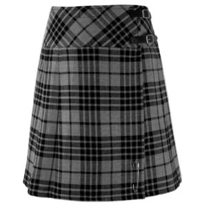 Ladies Knee Length Highland Gray Modern Kilt Tartan plated