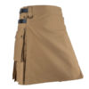 Men Khaki and Black Leather Straps Fashion Sport Utility Kilt