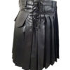 Mens Black Leather Kilt Larp1