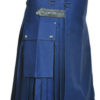 NAVY BLUE LEATHER STRAPS COTTON UTILITY KILT