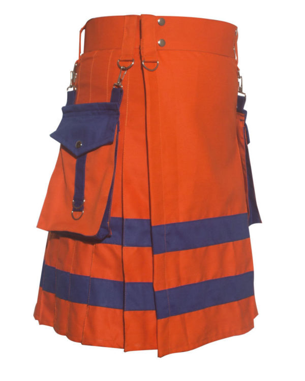 New Handmade Orange Scottish Utility Kilt