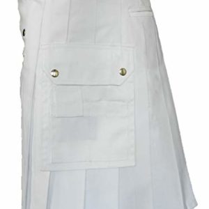 White Leather Strap Utility Kilt For Active Man Kilt Wedding Kilts