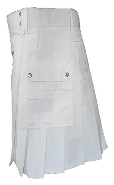 White Leather Strap Utility Kilt For Active Man Kilt Wedding Kilts