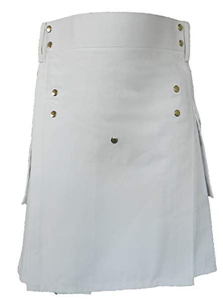 White Leather Strap Utility Kilt For Active Man Kilt Wedding Kilts1