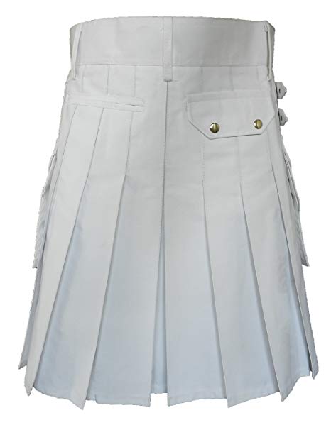 White Leather Strap Utility Kilt For Active Man Kilt Wedding Kilts3