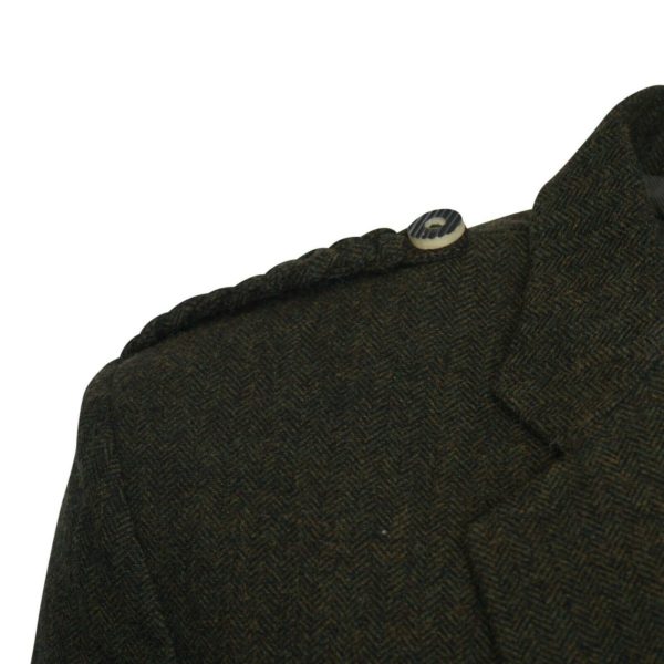 Olive Green Tweed kilt jacket With 5 Button Vest