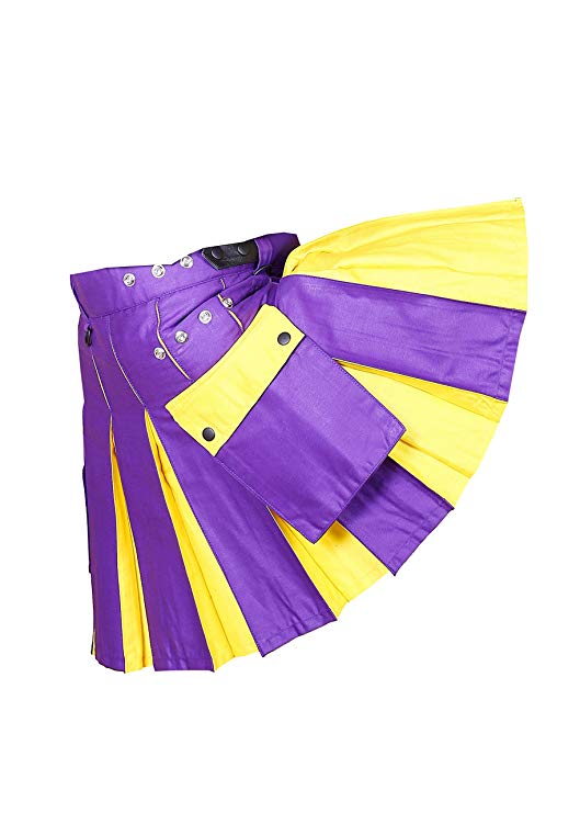 Hybrid Utility Kilt For Men Purple & Yellow3