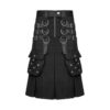 MEN UTILITY KILT BLACK KILT GOAT LEATHER STRAPS.