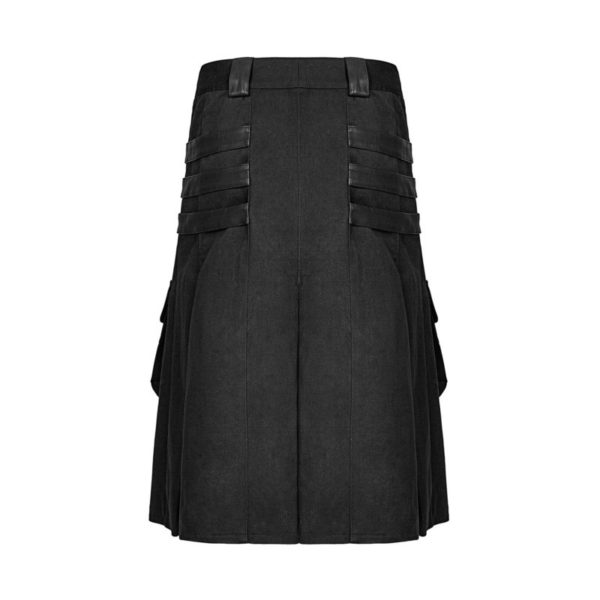 MEN UTILITY KILT BLACK KILT GOAT LEATHER STRAPS.2