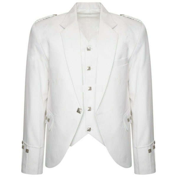 White Scottish Argyle kilt Jacket & Waistcoat2