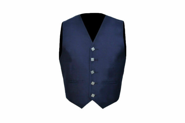 New Scottish Blue Wool Argyle Kilt Jacket With Waistcoat Vest