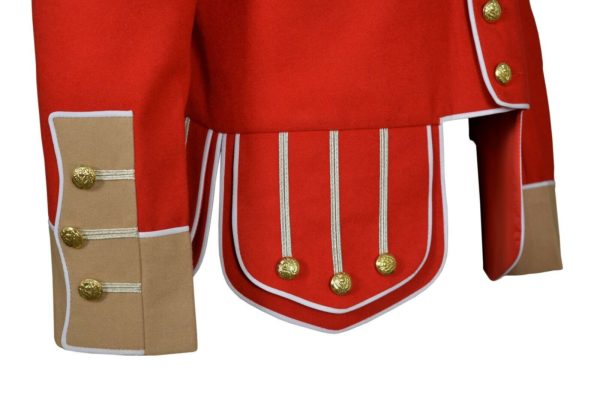 100% Wool Blend white Trim Red Military Doublet Pipe Band Jacket…