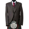 Men Brown Wool Scottish Kilt Jacket with Waistcoat