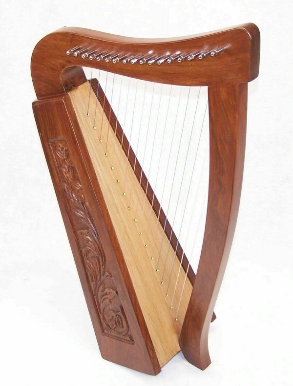 27 Inch Tall Celtic Irish Knee Harp 17 Strings Solid Wood Free Bag Strings Key