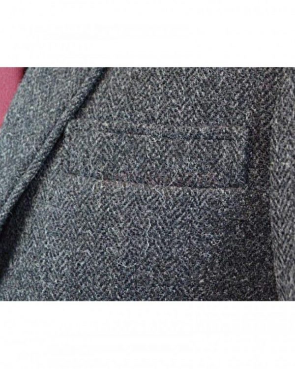 Dark Grey Tweed Argyle Jacket