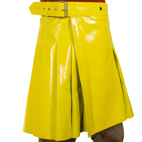 2020 New Christmas Yellow Kiltish Women Leather utility Kilt