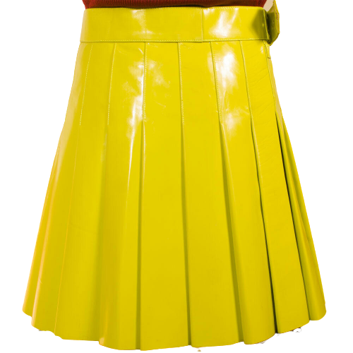 2020 New Christmas Yellow Kiltish Women Leather utility Kilt