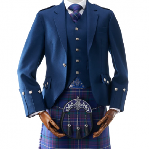 Mens Contemporary Blue Argyll Jacket & Waistcoat