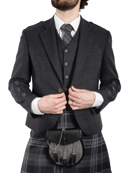 Braemar Charcoal Tweed Jacket & 5 buttons Vest