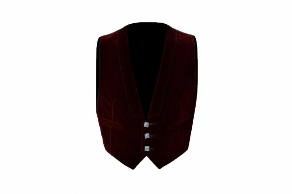 Scottish Burgundy Velvet Prince Charlie Kilt Jacket With Waistcoat