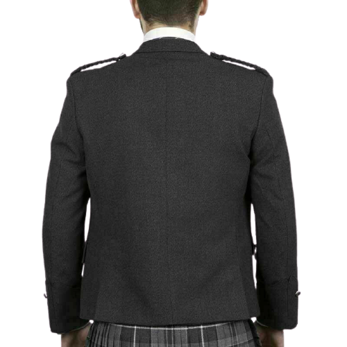 Scottish Tweed Crail Argyle Kilt Jacket With Vest – Black 100% Tweed Wool