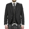 Scottish Tweed Crail Argyle Kilt Jacket With Vest - Black 100% Tweed Wool