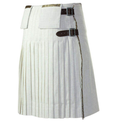 New Scottish Traditional Fashion Kilt Christmas White Kilts For Men 100% Cotton