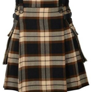 Rose Ancient Tartan Utility Kilt Leather Straps Kilt for Men