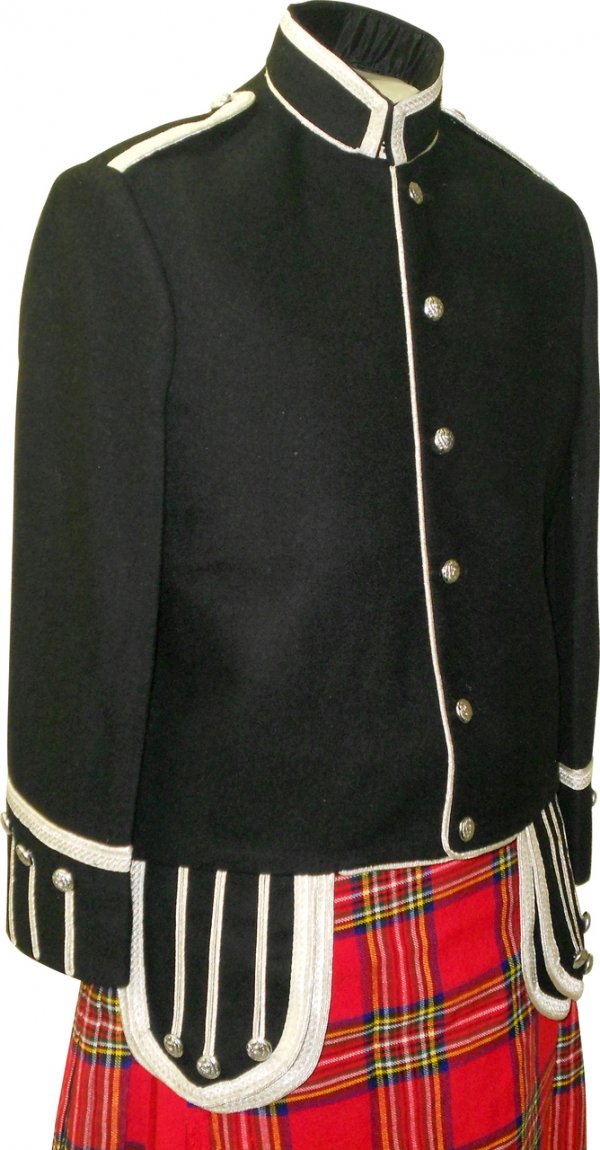 New Black Military Tunic Doublet Jacket [Bag Piper Drummer]