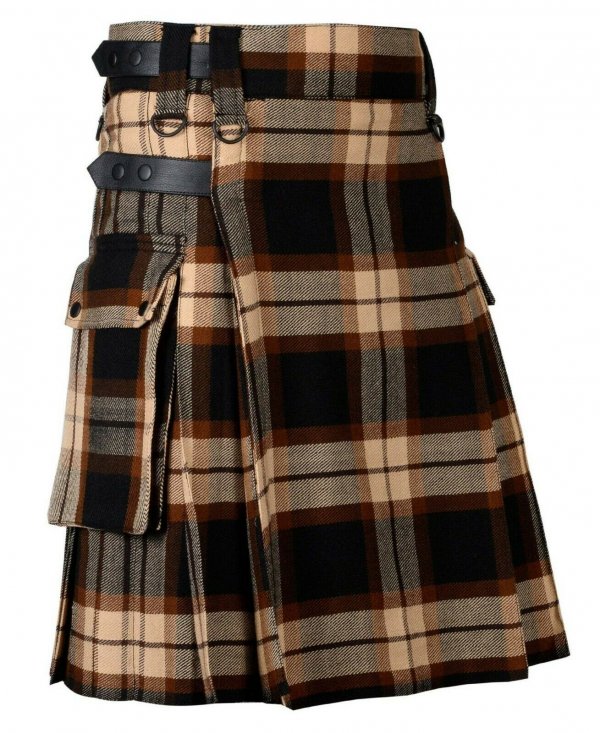 Rose Ancient Tartan Utility Kilt Leather Straps Kilt for Men