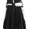 Scottish Men 100% Cotton Carhartt Work kilt Black With White Pockets