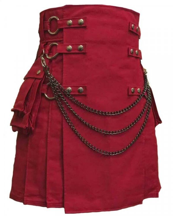 Scottish Men 100% Cotton Deluxe Kilt Maroon