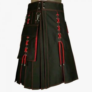 2020 Buy New Kiltish Black & Red Scottish Stunning utility kilt expedited shipping