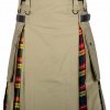 Men’s High Quality Hybrid Kilt Khaki Cotton and Buchanan Tartan