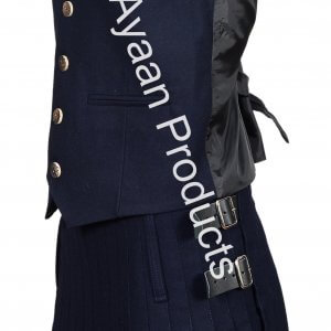 Men’s Scottish Navy Blue Wool Argyle Kilt Jacket wedding dress