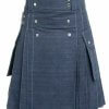 New Scottish Men Blue Denim Tradition utility kilt