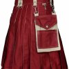 Brand New Men & Women Red Scottish Utility CARGO Kilt