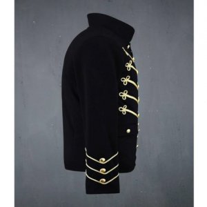 Black Military Jacket with Gold Embroidery