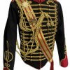 New 5 pcs men's Black Jacket Ceremonial Hussar Officers with Aiguillette