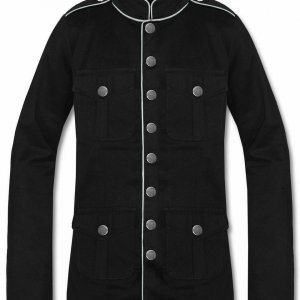 Men's Military Jacket Black White Goth Steampunk Army Coat