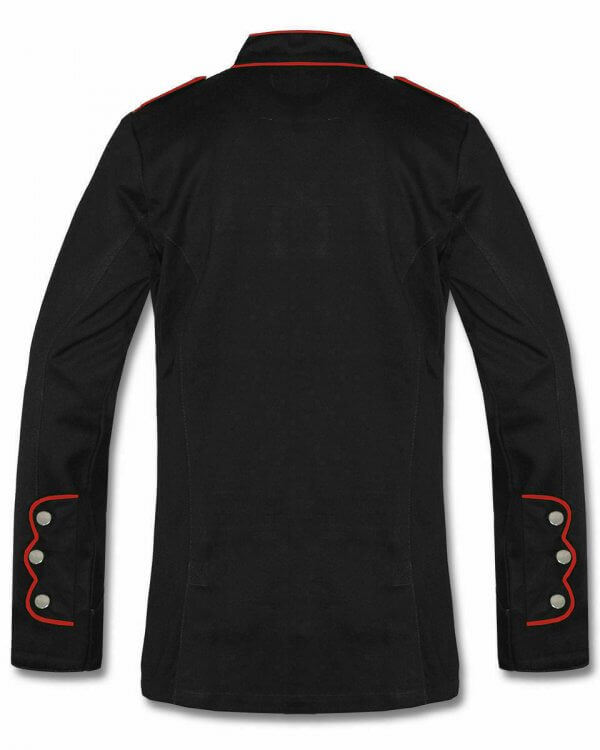 Men’s Military Jacket Black Red Goth Steampunk Army Coat