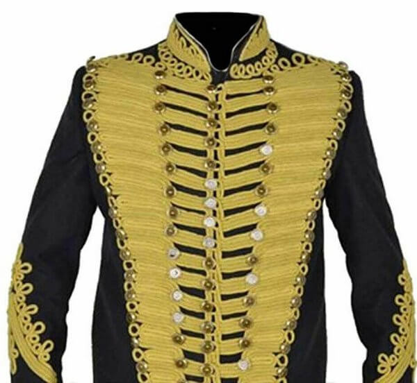 Black Military Napoleon Jacket Golden Embroidery expedited shipping