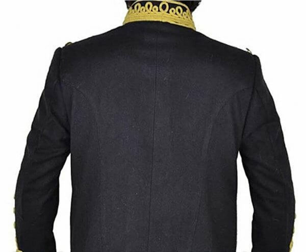 Black Military Napoleon Jacket Golden Embroidery expedited shipping