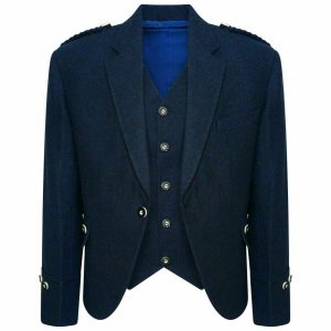 Tweed Crail Highland Blue Kilt Jacket and Waistcoat Scottish