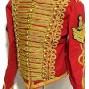 Men’s Ceremonial Gold Braiding Hussar Red Jacket with Hand embroidery