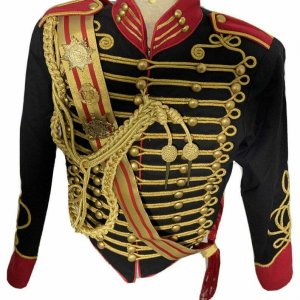 New 5 pcs men's Black Jacket Ceremonial Hussar Officers with Aiguillette