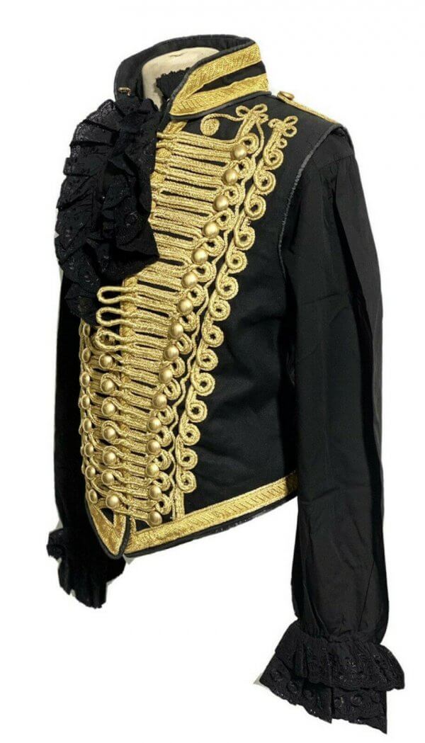 New Mens Ceremonial Military Jacket Black With Gold Braid Hussar