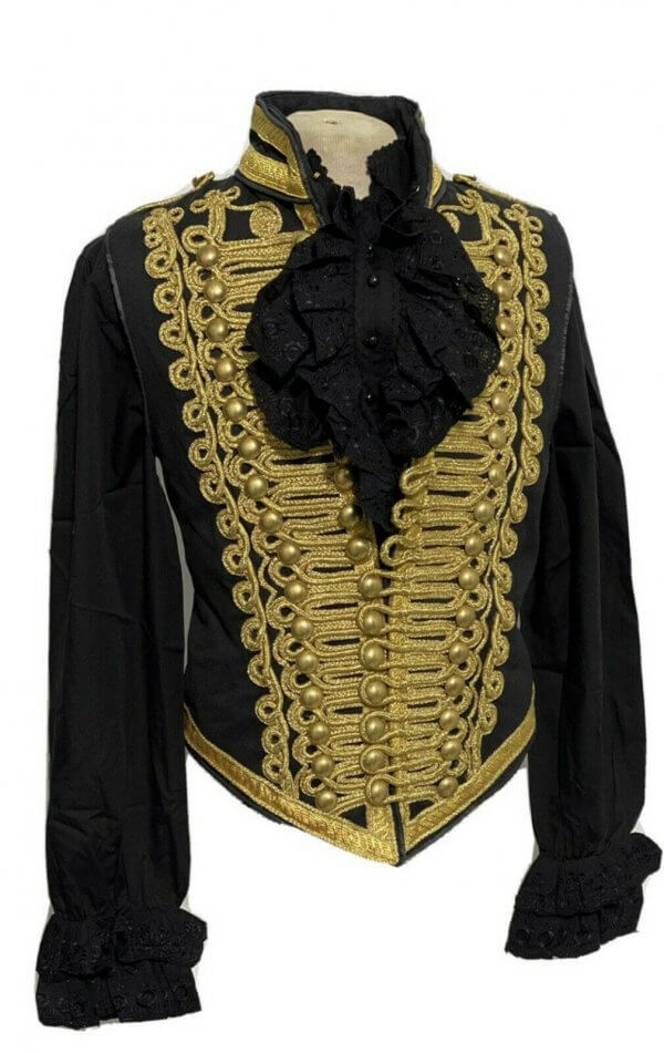 New Mens Ceremonial Military Jacket Black With Gold Braid Hussar